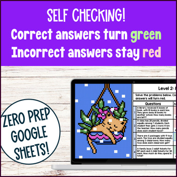 Multi step Word Problems Digital Pixel Art 4th Grade 5th Grade All Operations — preview page 3 of 4