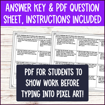 Multi step Word Problems Digital Pixel Art 4th Grade 5th Grade All Operations — preview page 4 of 4