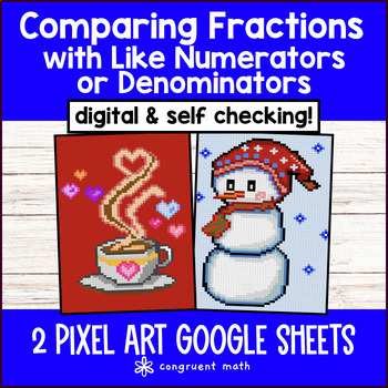 Comparing Fractions with Like Denominators or Numerators Pixel Art 4th Grade