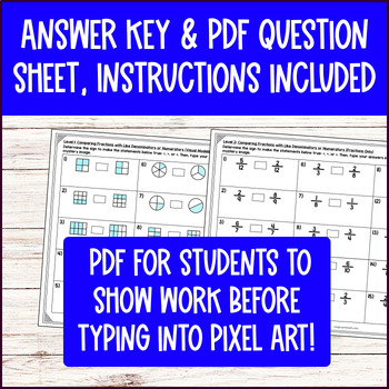 Comparing Fractions with Like Denominators or Numerators Pixel Art 4th Grade — preview page 4 of 4