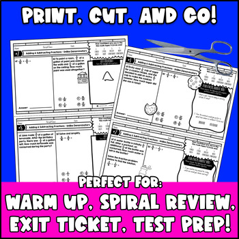Adding and Subtracting Fractions with Unlike Denominators Warm Ups Bell Ringers — preview page 4 of 4