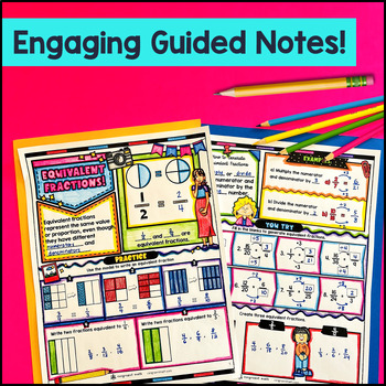 Equivalent Fractions Comparing and Decomposing Fractions Guided Notes 4th Grade — preview page 2 of 4