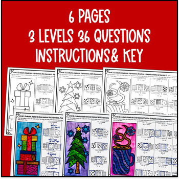 Evaluating Algebraic Expressions Substitution Doodle & Color by Number Worksheet — preview page 4 of 4