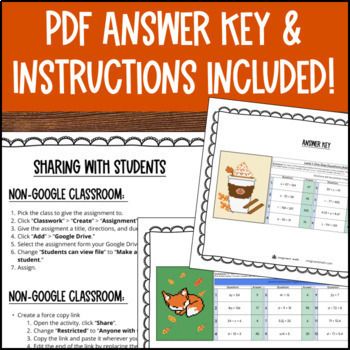 Solving One Step Equations Thanksgiving Digital Pixel Art Positive Only — preview page 4 of 4