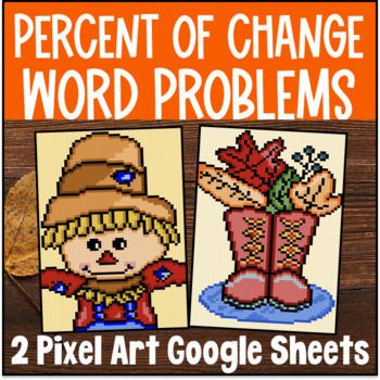 Percent of Change Word Problems Halloween Pixel Art Percentage Increase Decrease