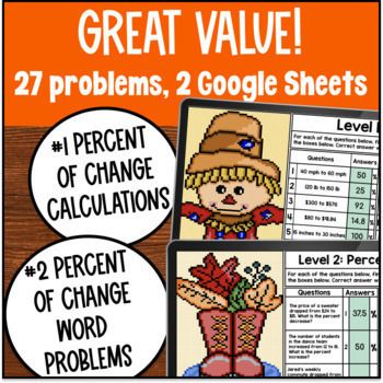 Percent of Change Word Problems Halloween Pixel Art Percentage Increase Decrease — preview page 2 of 4