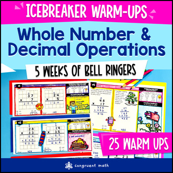 Whole Number & Decimal Operations 5th Grade Math Warm Ups CCSS TEKS Bell Ringers