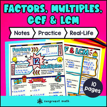 Greatest Common Factor & Least Common Multiple GCF LCM Guided Notes with Doodles