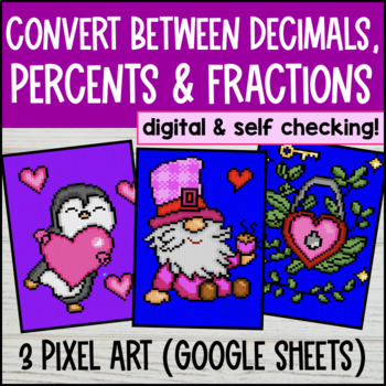 Thumbnail for Converting Fractions, Decimals, and Percents Digital Pixel Art CCSS TEKS
