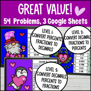 Converting Fractions, Decimals, and Percents Digital Pixel Art CCSS TEKS — preview page 2 of 4