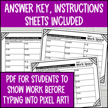 Converting Fractions, Decimals, and Percents Digital Pixel Art CCSS TEKS — preview page 4 of 4