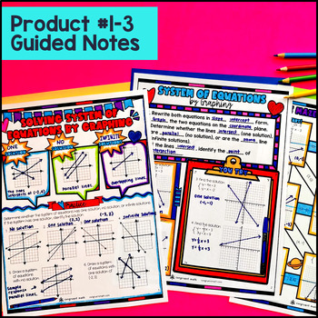 System of Equations Graphing Substitution Elimination Guided Notes & Pixel Art — preview page 2 of 4