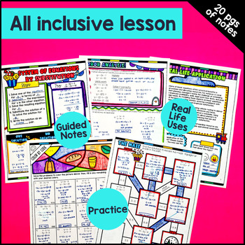 System of Equations Graphing Substitution Elimination Guided Notes & Pixel Art — preview page 3 of 4