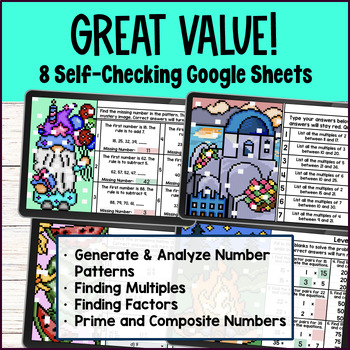Number Patterns Prime and Composite, Factors, Multiples, Pixel Art 4th Grade — preview page 2 of 4