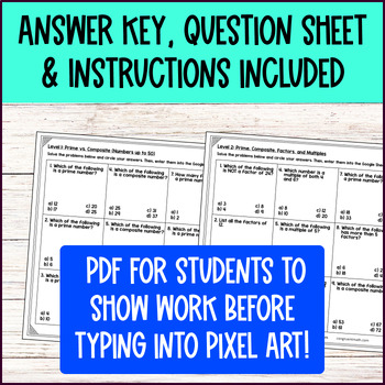 Number Patterns Prime and Composite, Factors, Multiples, Pixel Art 4th Grade — preview page 4 of 4