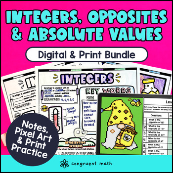 Integers, Opposites & Absolute Values Digital & Print BUNDLE