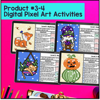 Multi step Word Problems 4th Grade 5th grade Guided Notes & Pixel Art Multistep — preview page 4 of 4