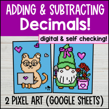 Adding and Subtracting Decimals Digital Pixel Art