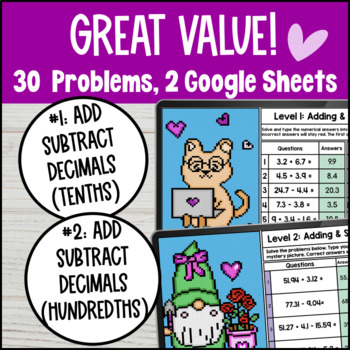 Adding and Subtracting Decimals Digital Pixel Art — preview page 2 of 4
