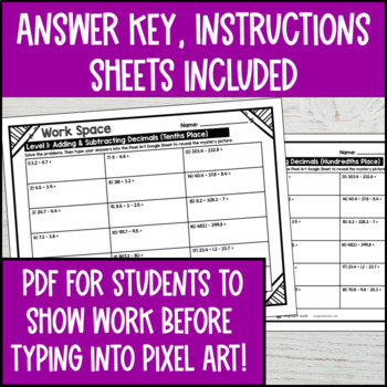 Adding and Subtracting Decimals Digital Pixel Art — preview page 4 of 4