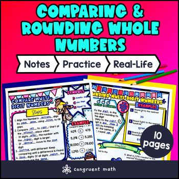Comparing Numbers & Rounding Any Place Value Guided Notes w/ Doodles