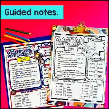 Comparing Numbers & Rounding Any Place Value Guided Notes w/ Doodles — preview page 2 of 4
