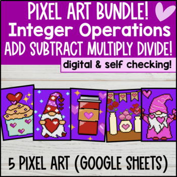 Integer Operations Digital Pixel Art Add Subtract Multiply Divide Integers