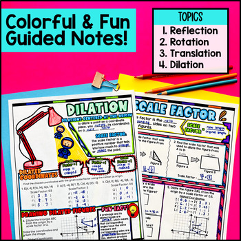 Transformations  Translations Reflections Rotations Dilation Guided Notes 8th Gr — preview page 2 of 4