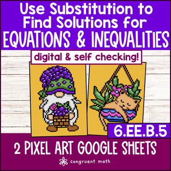 Substitution in Equations & Inequalities Digital Pixel Art