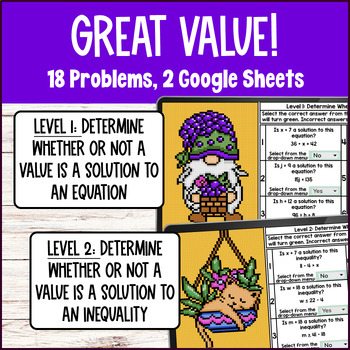 Substitution in Equations & Inequalities Digital Pixel Art — preview page 2 of 4