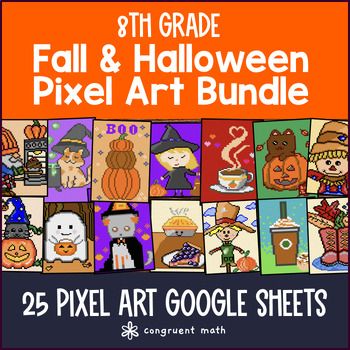 8th Grade Math Thanksgiving Math Digital Pixel Art Bundle