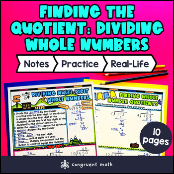 Dividing Whole Numbers by Whole Number Guided Notes w Doodles