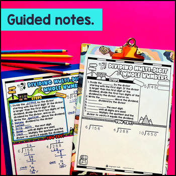 Dividing Whole Numbers by Whole Number Guided Notes w Doodles — preview page 2 of 4