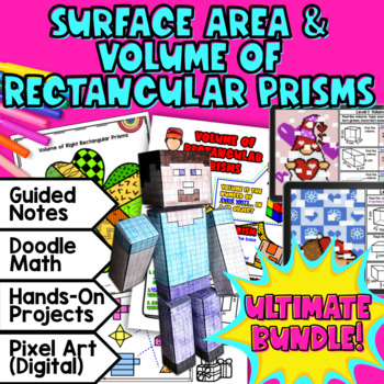 Surface Area & Volume of Rectangular Prisms Topic BUNDLE