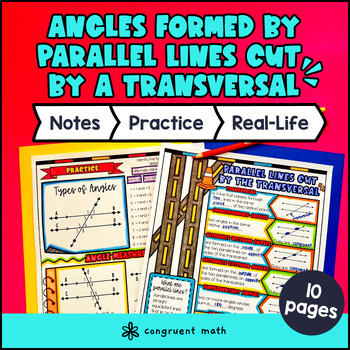 Parallel Lines Cut By a Transversal Guided Notes w/ Doodles
