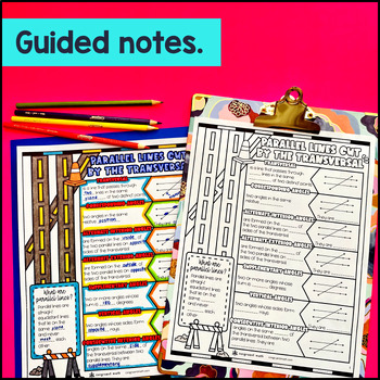 Parallel Lines Cut By a Transversal Guided Notes w/ Doodles — preview page 2 of 4