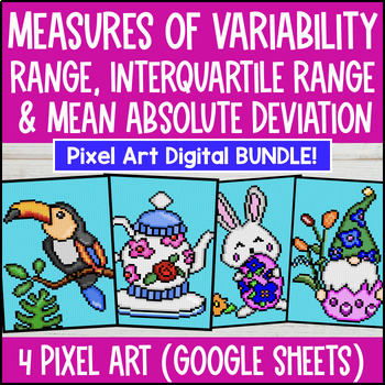Measures of Variability Digital Pixel Art BUNDLE
