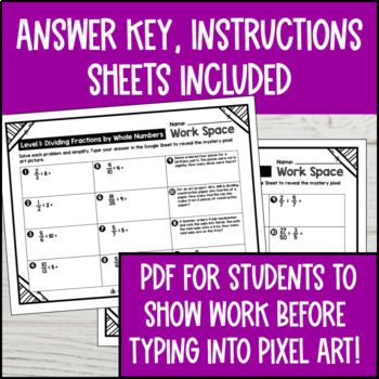 Multiplying and Dividing Fractions & Whole Numbers Digital Pixel Art BUNDLE — preview page 4 of 4