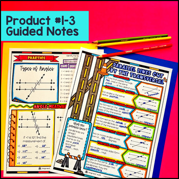 Triangle Sum Theorem, Exterior Angles, Parallel Lines Guided Notes & Pixel Art — preview page 2 of 4