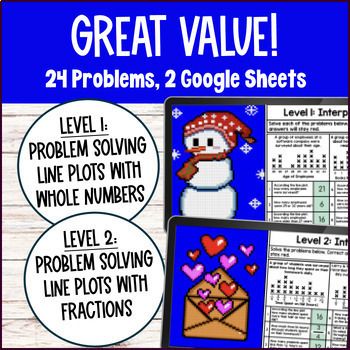 Line Plots with Fractions Whole Numbers Digital Pixel Art — preview page 2 of 4
