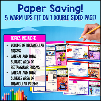 Volume and Surface Area of Prisms 7th Grade Warm Ups CCSS TEKS Bell Ringers — preview page 4 of 4