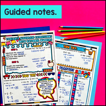 Evaluating Algebraic Expressions Guided Notes w/ Doodles — preview page 2 of 4
