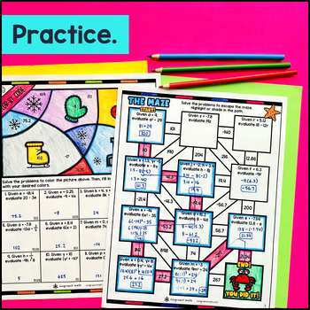 Evaluating Algebraic Expressions Guided Notes w/ Doodles — preview page 3 of 4