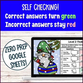 [Christmas] Area of Rectangles Perimeter Rectangles Digital Pixel Art 4th Grade — preview page 3 of 4