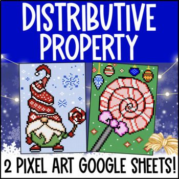 Distributive Property Combine Like Terms Christmas Digital Pixel Art Expressions