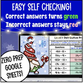 Distributive Property Combine Like Terms Christmas Digital Pixel Art Expressions — preview page 3 of 4
