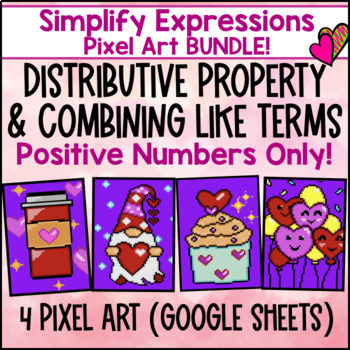 Thumbnail for Simplify Expressions Digital Pixel Art Combine Like Terms Distributive Property