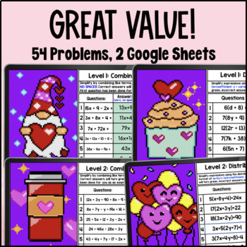 Simplify Expressions Digital Pixel Art Combine Like Terms Distributive Property — preview page 2 of 4