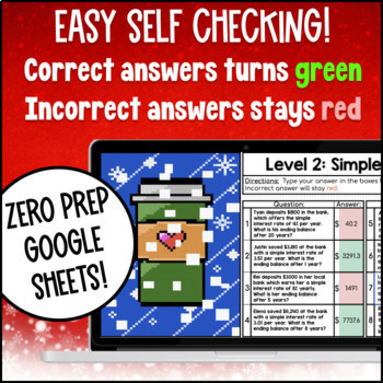 [Winter Math] Simple Interest Digital Pixel Art Principal Rate Time — preview page 3 of 4