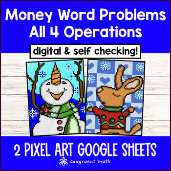Thumbnail for Money Word Problems 4th Grade Digital Pixel Art Four Operations Decimals